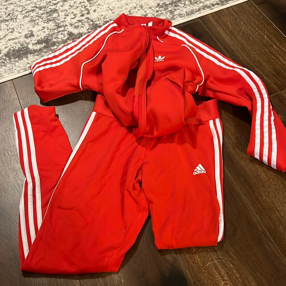 Adidas women’s red tracksuit ML